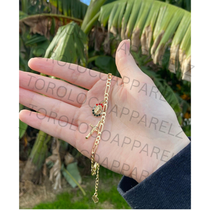 18k Gold Plated Unisex Virgencita Bracelet with Our Lady of Guadalupe Charm