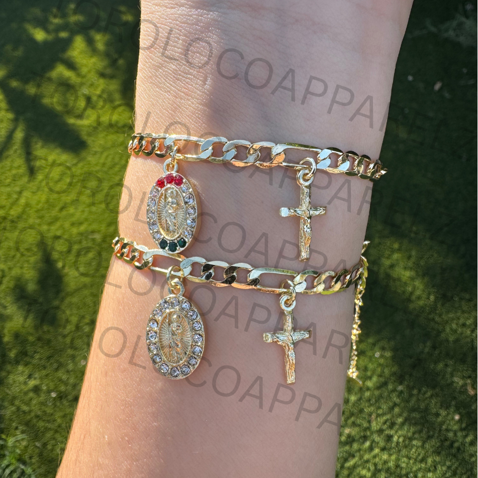 18k Gold Plated San Judas Bracelet