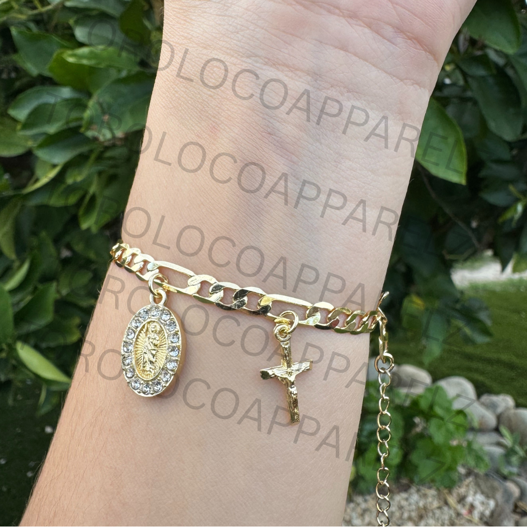 18k Gold Plated San Judas Bracelet