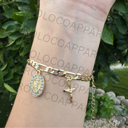 18k Gold Plated San Judas Bracelet