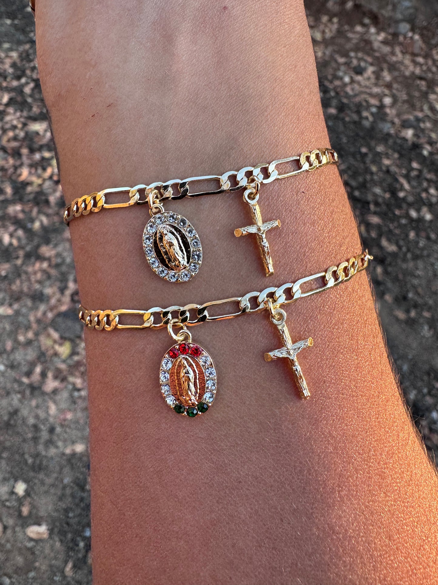 18k Gold Plated Unisex Virgencita Bracelet with Our Lady of Guadalupe Charm